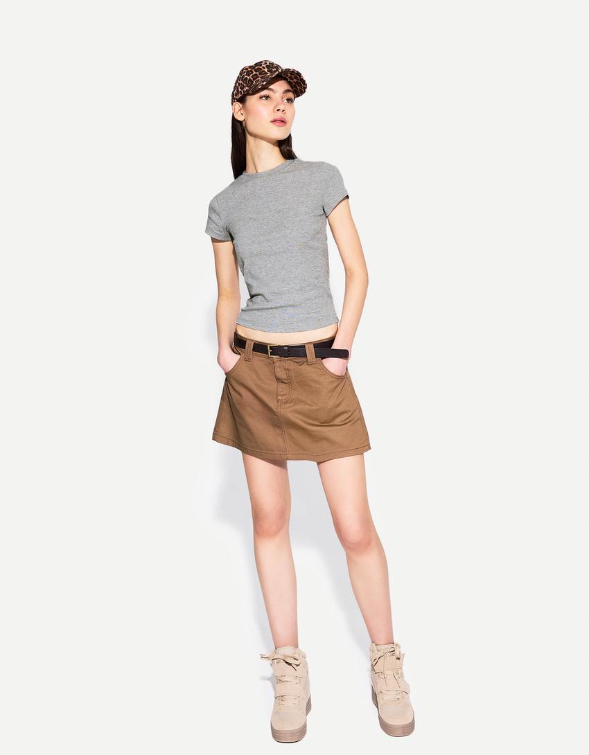 Short sleeve crew neck T-shirt-Grey