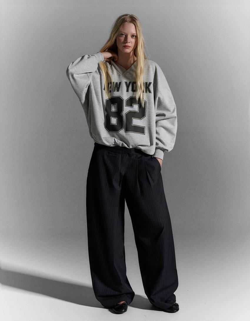 Oversized printed sweatshirt-Grey