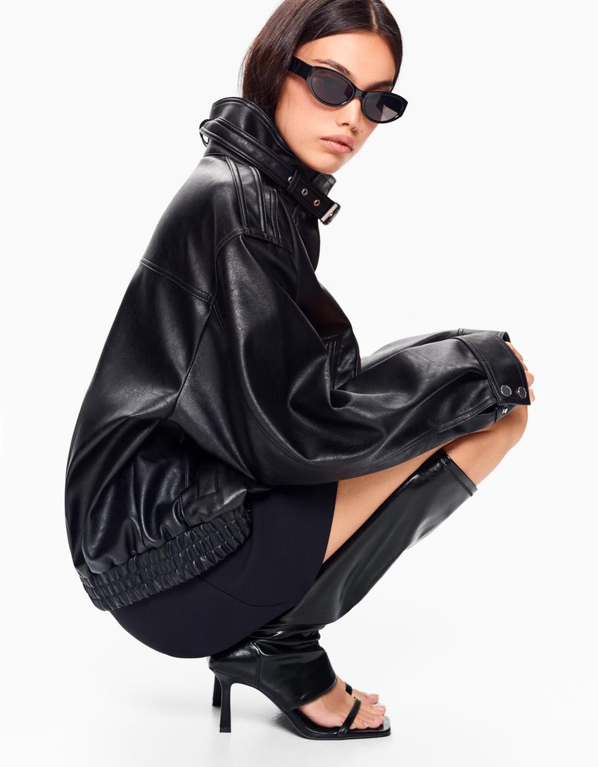 Sandalia tacón pantalón-Negro