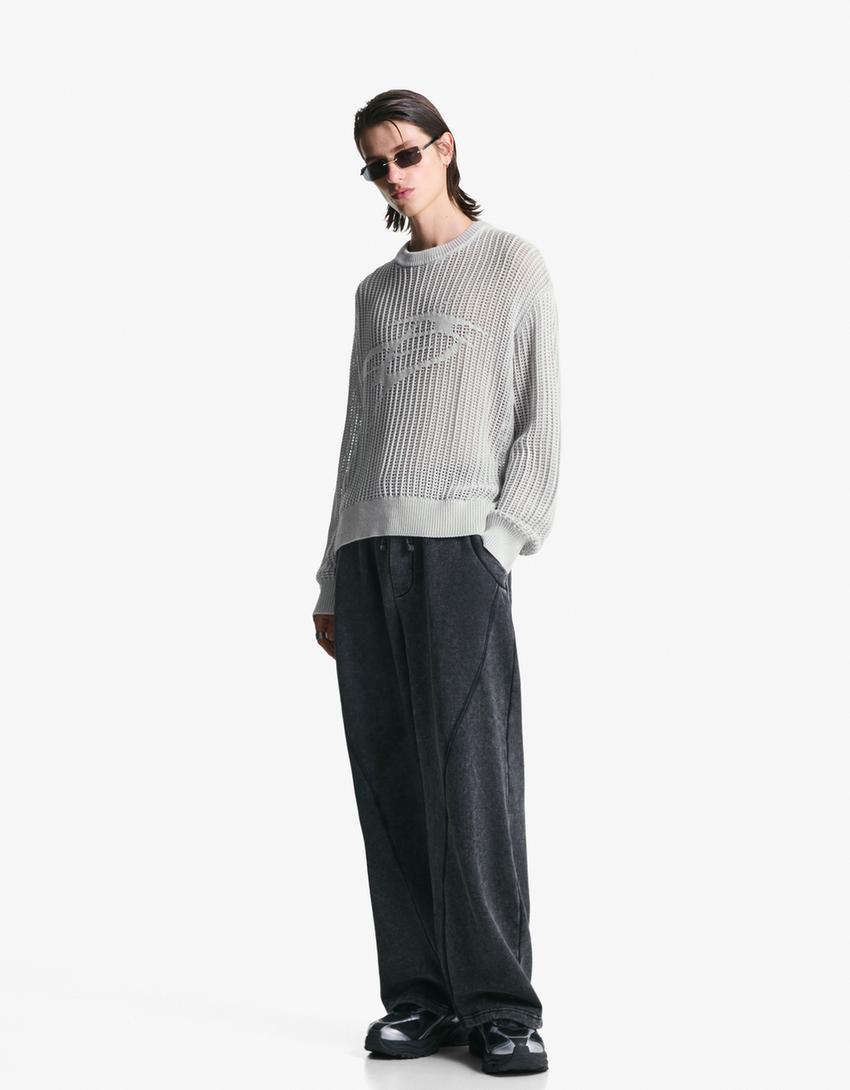 Faded-effect mesh sweater-Grey-2