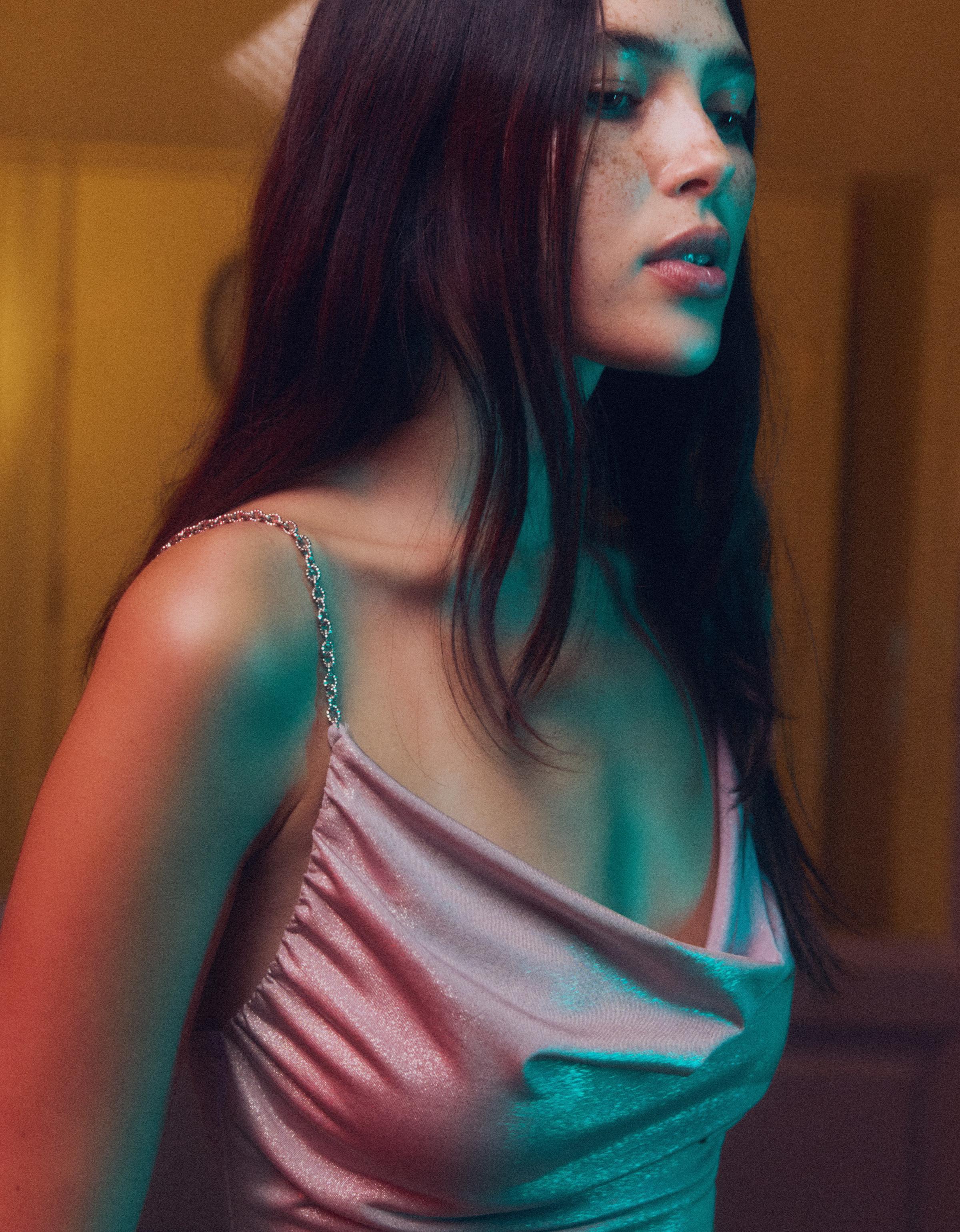 Bershka Drapiertes Top Mit Kettenträgern Damen L Rosa