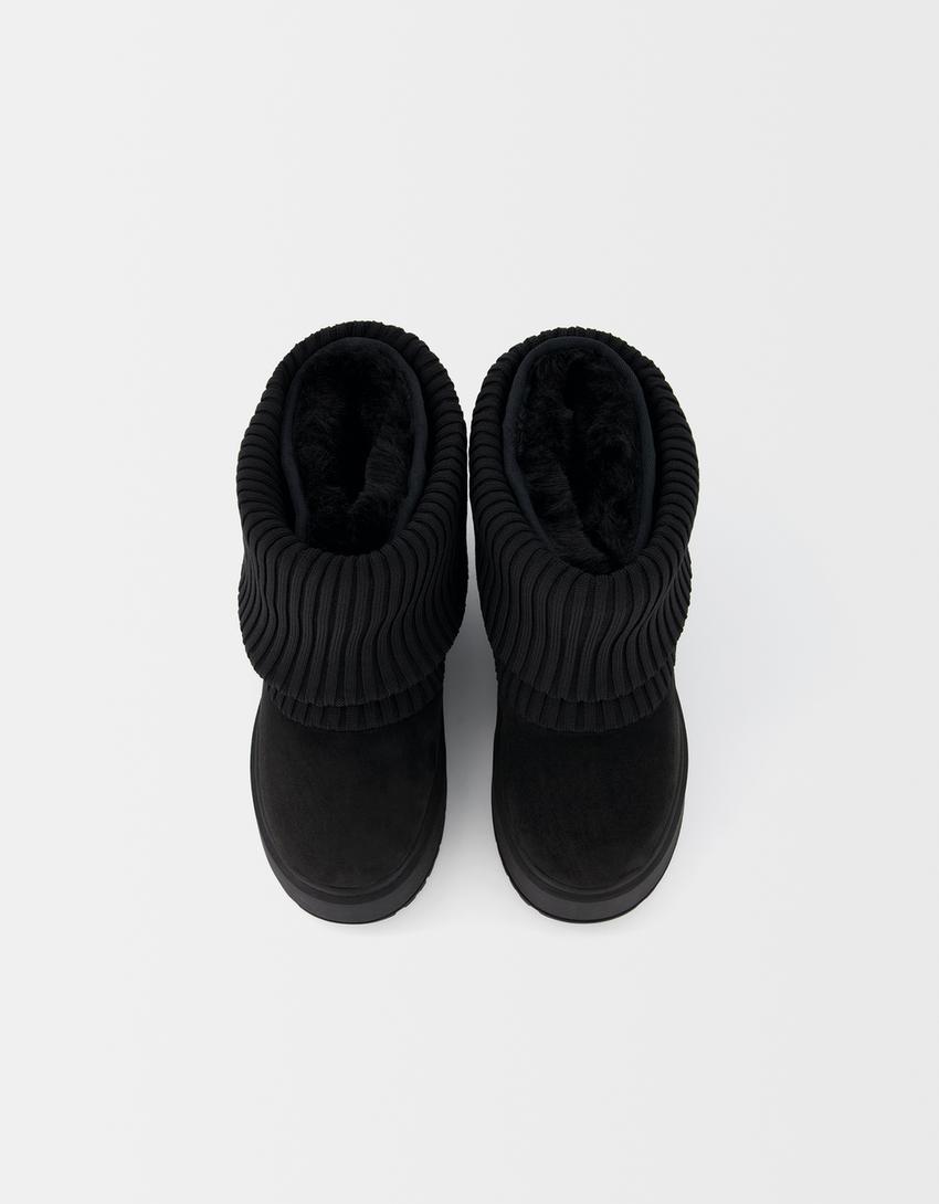 Sock-style platform ankle boots-BLACK-2