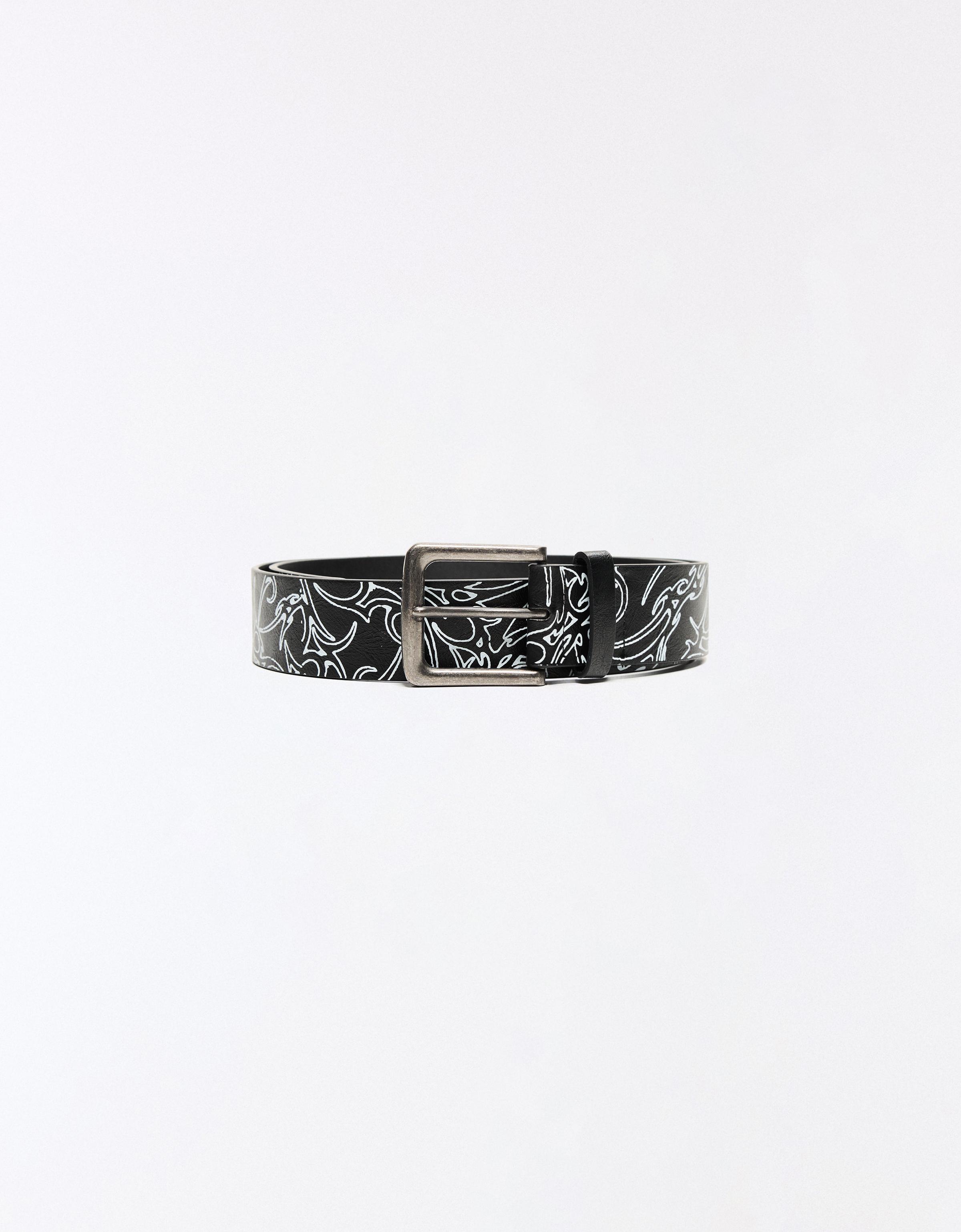 Belt with print buckle — Black