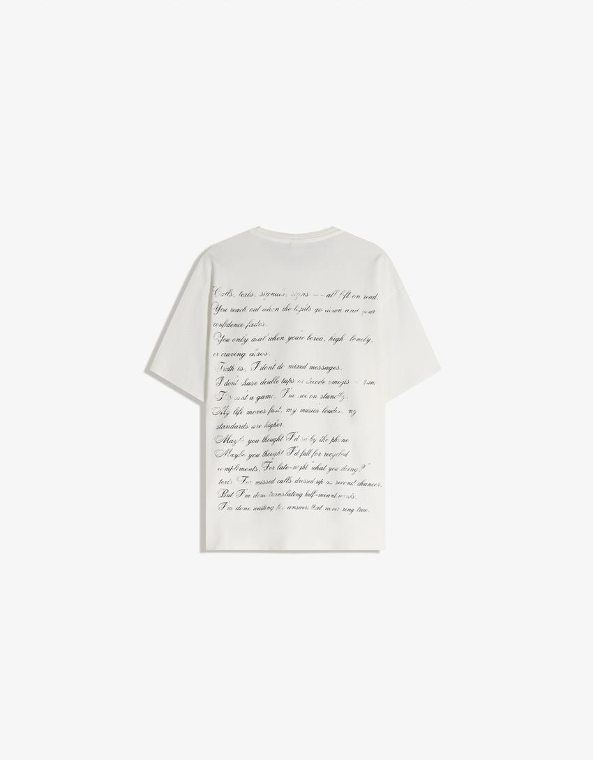 Short sleeve boxy print T-shirt-White