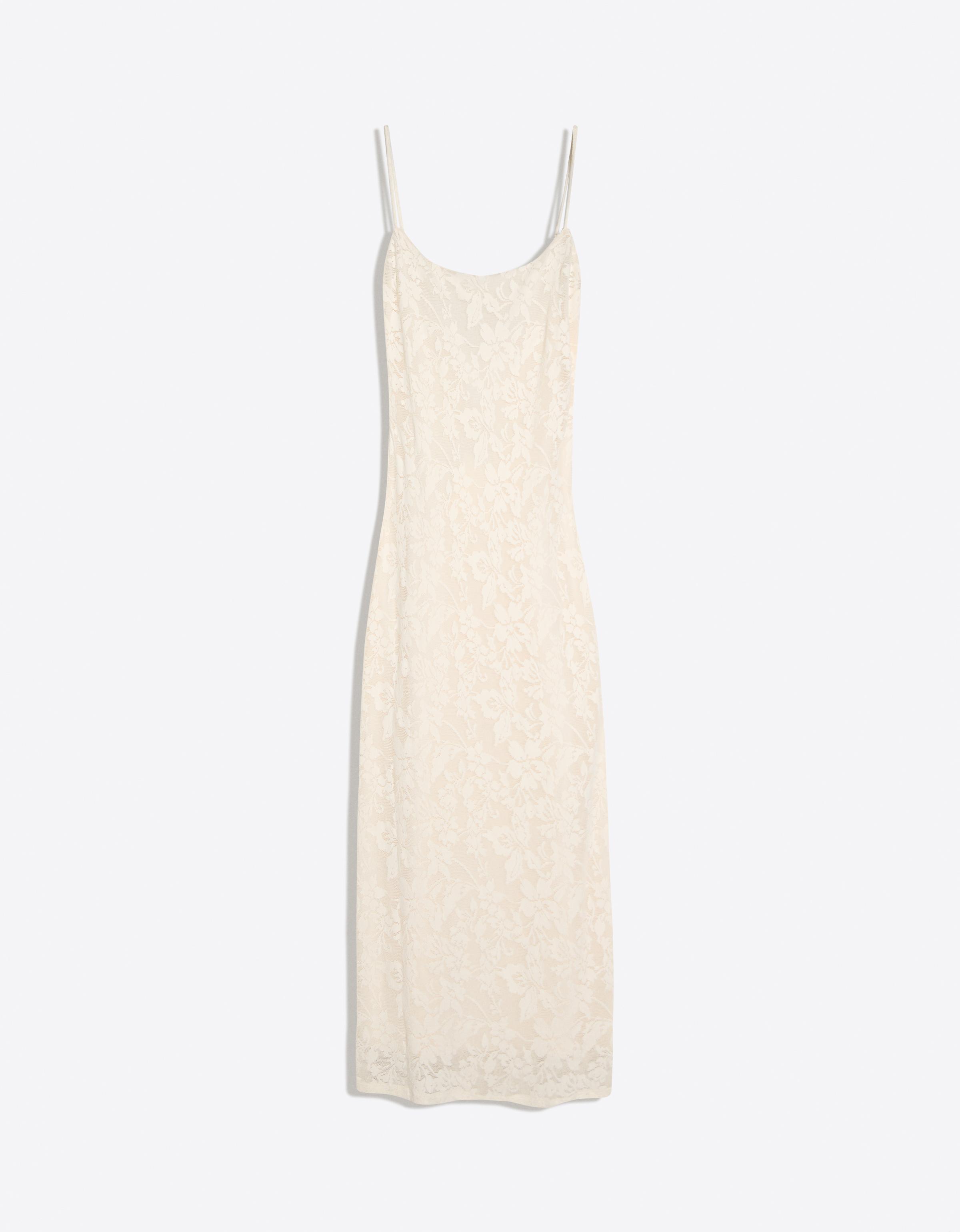 Rustic strappy midi dress — Cream