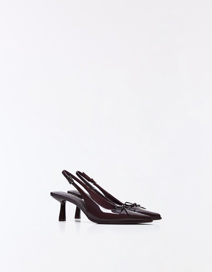 Scarpe kitten heel aperte sul tallone-Porpora