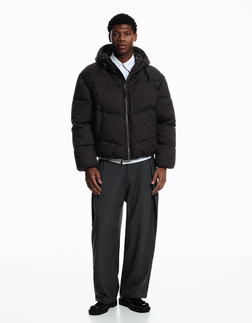 Cazadora puffy monograma-Negro