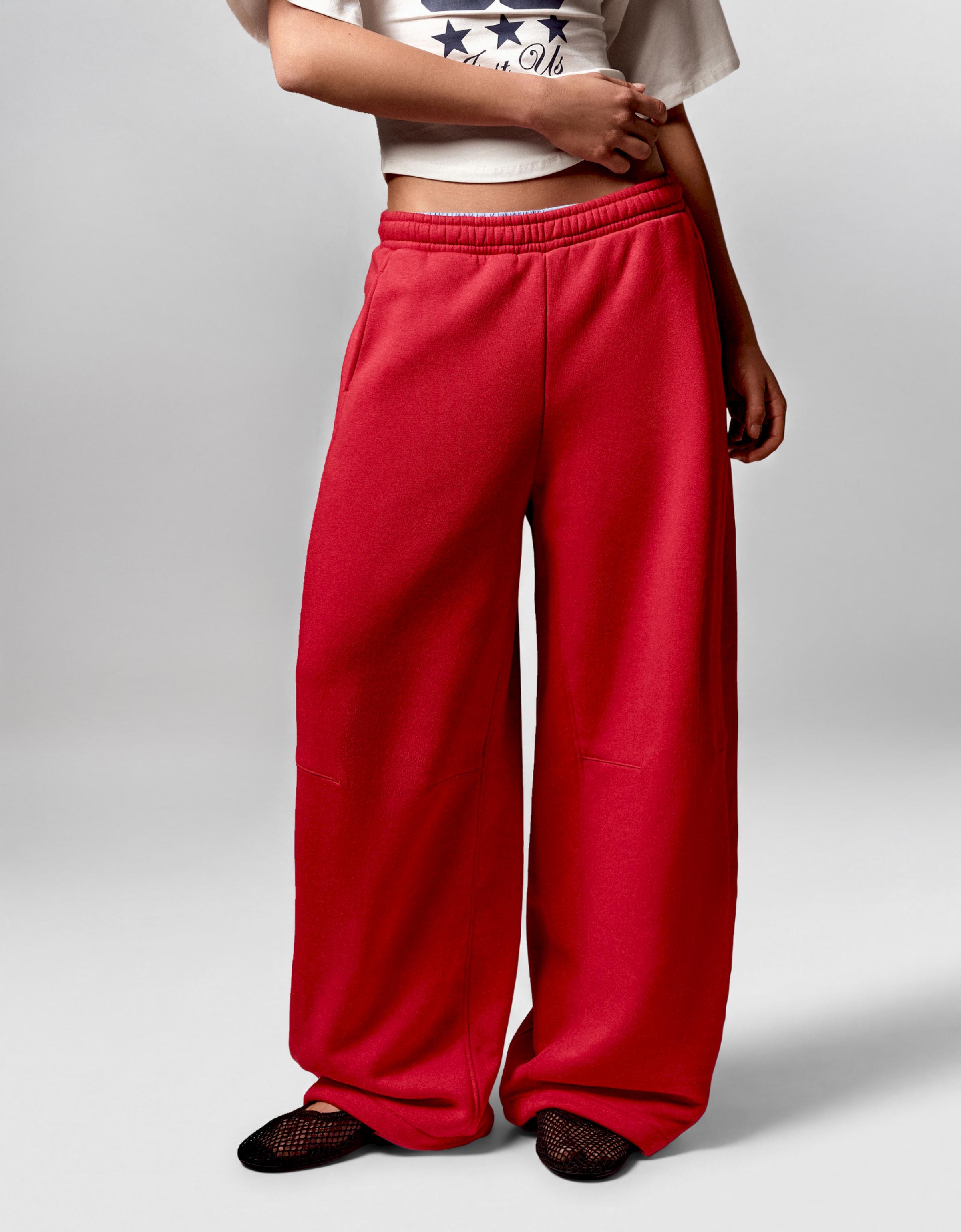 Plush parachute trousers — Red
