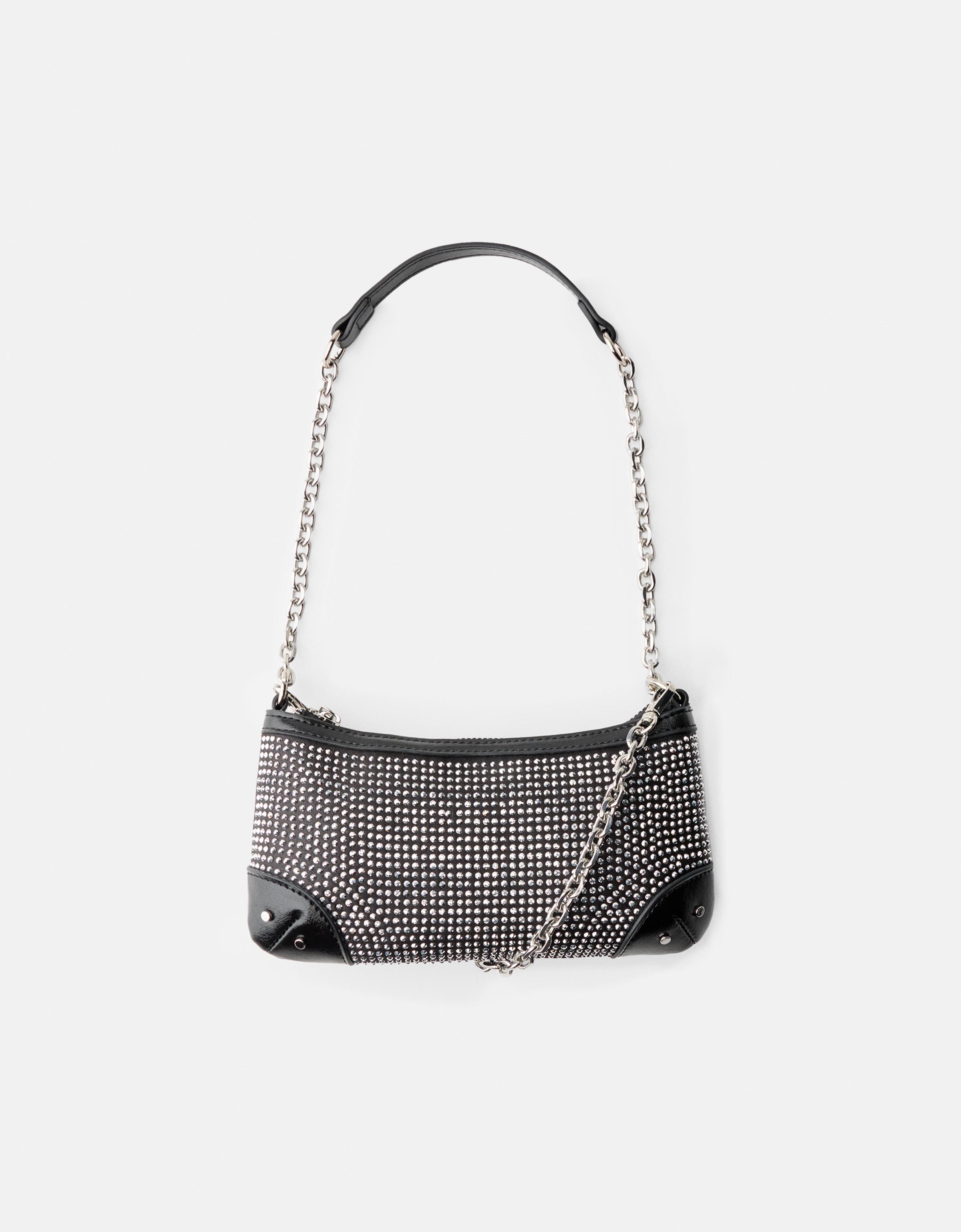 Bershka Strassbesetzte Tasche Damen Schwarz