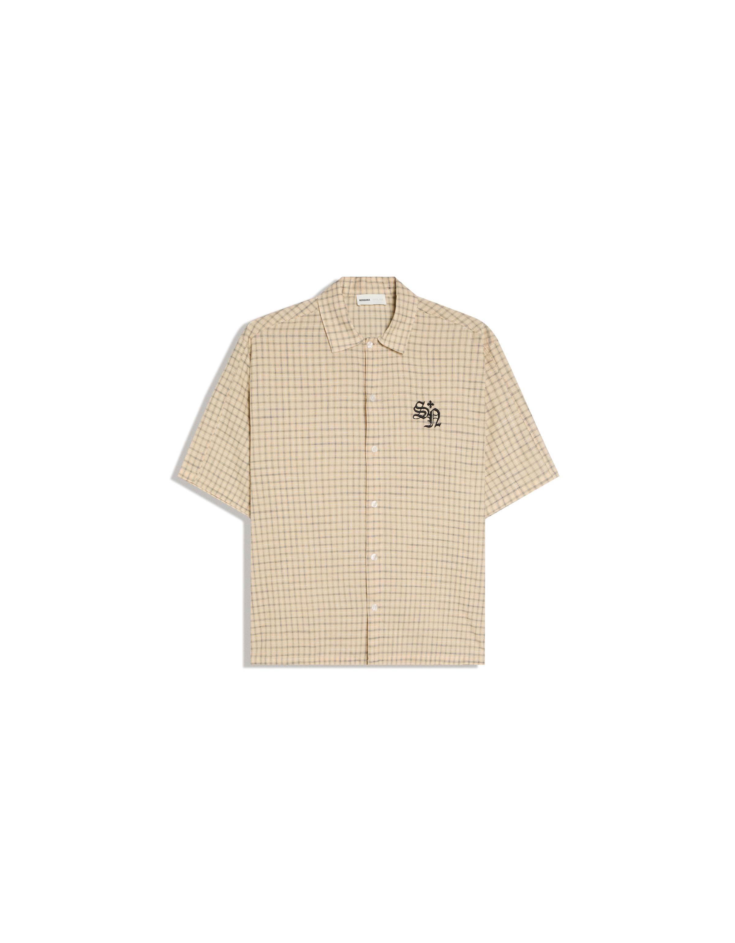 Embroidered short sleeve shirt — Beige