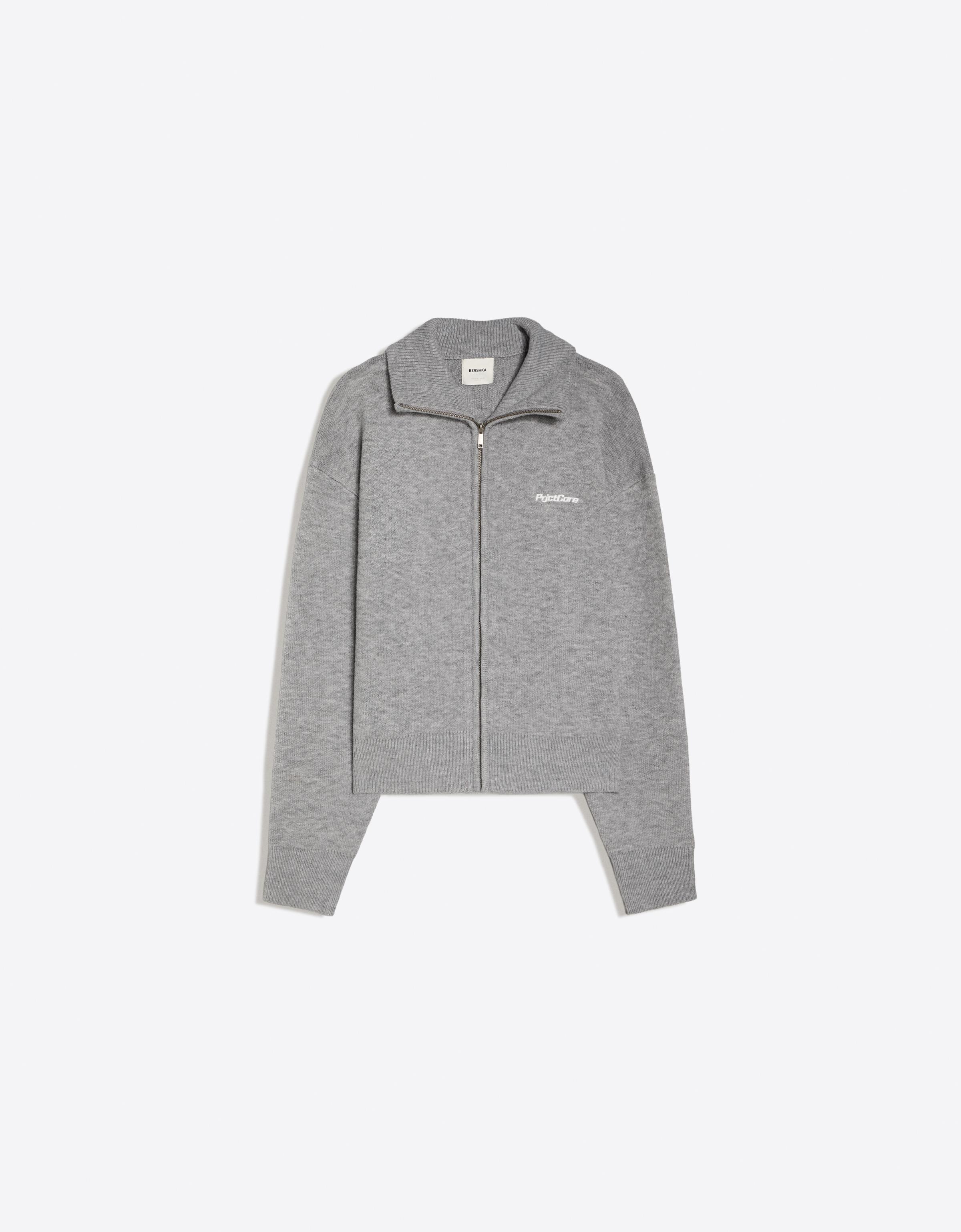 Boxy knit zip jacket — Grey