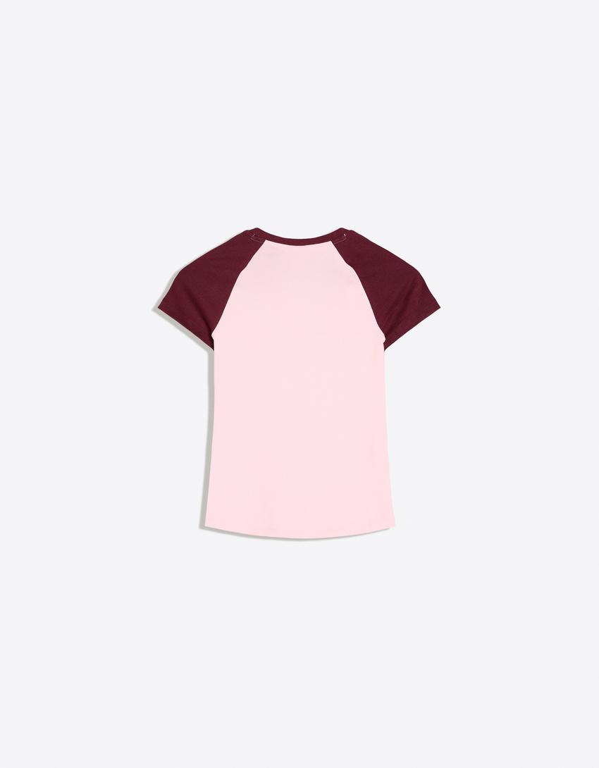Fitted raglan T-shirt-Pink