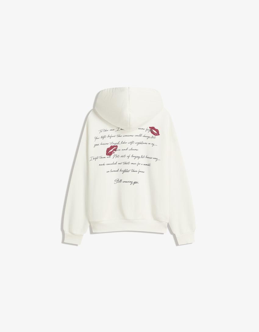 Sweatshirt capuz estampado-Cru