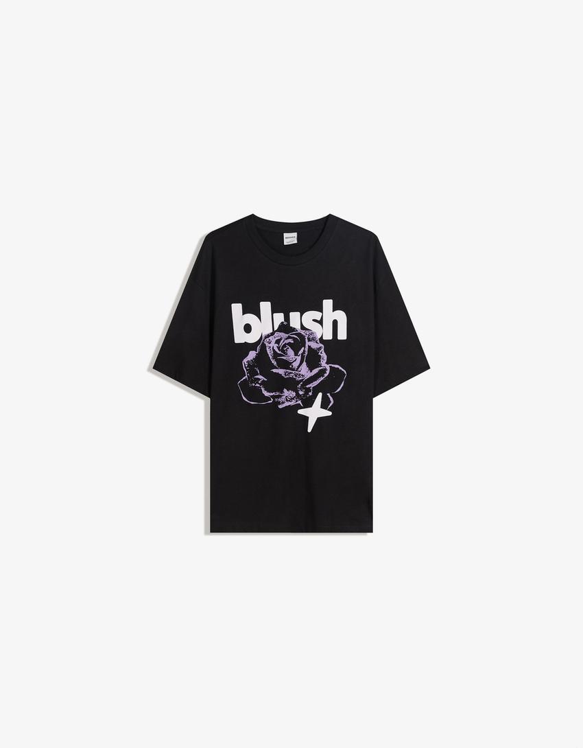 T-shirt manches courtes imprimé-Noir