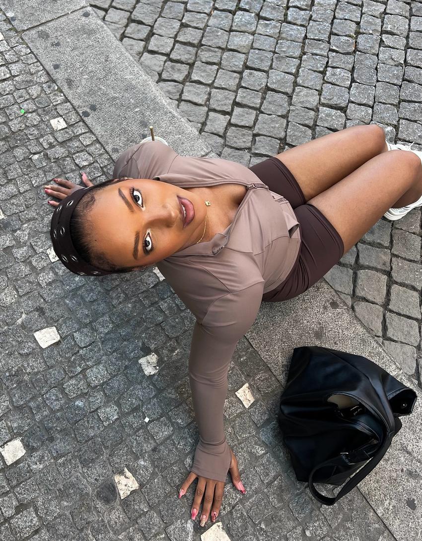 Casaco com fecho de correr de secagem rápida e respirável-Caramelo-3