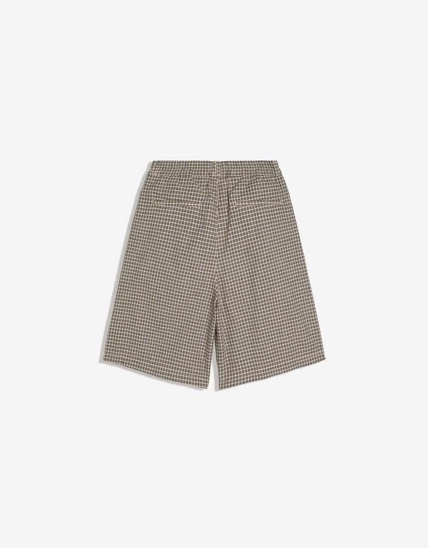 Bermuda baggy à carreaux-Noir