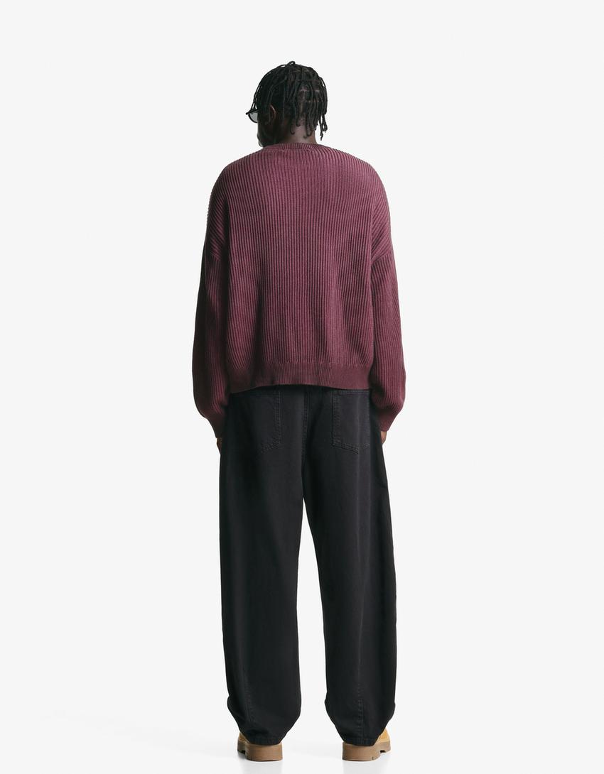 Boxy fit sweater-Burgundy