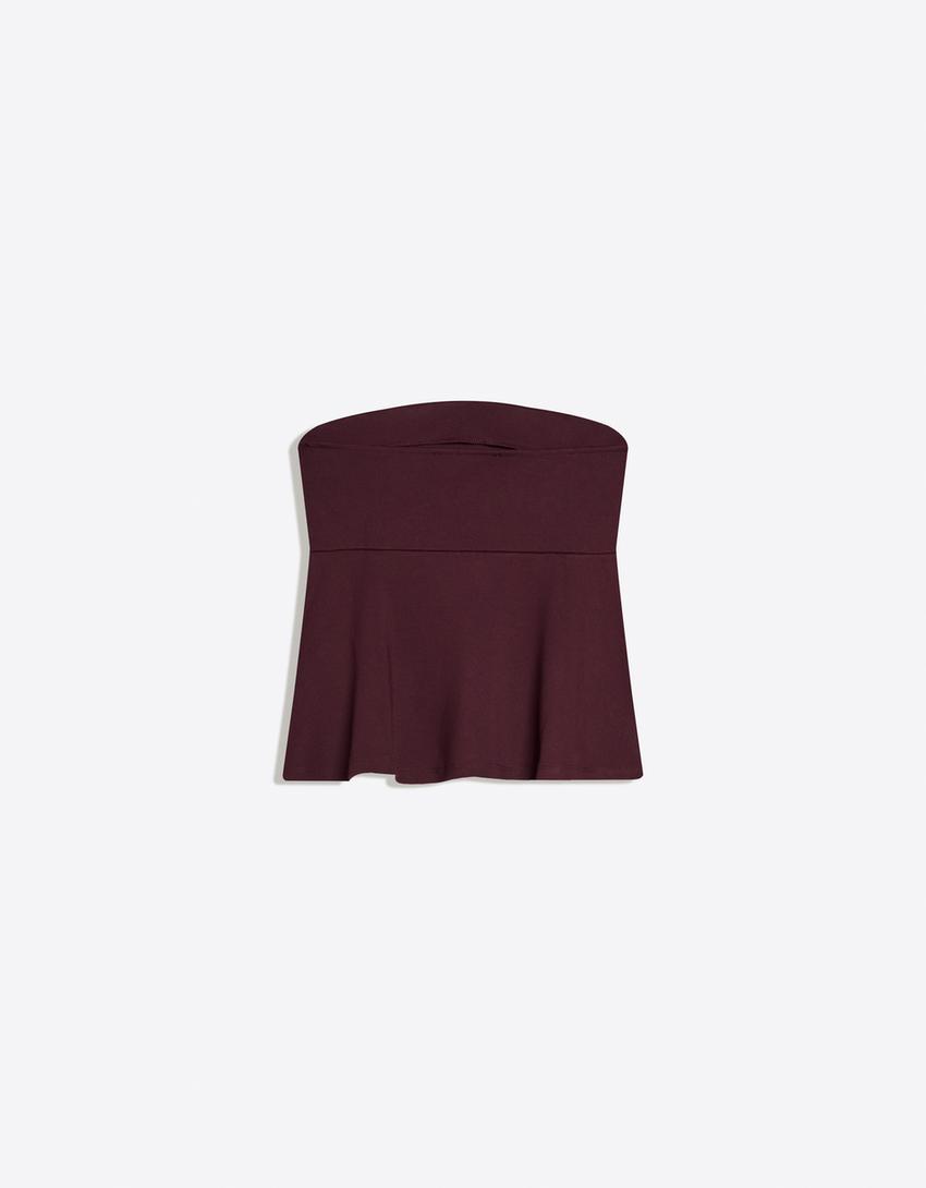 Bandeau peplum top-Paars