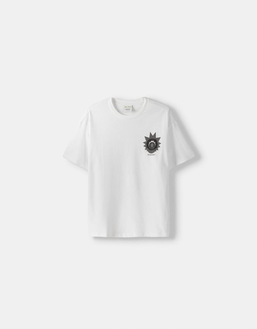 تيشرت بطبعة ريك ومورتي وقصّة مربعة وأكمام قصيرة-أبيض-4