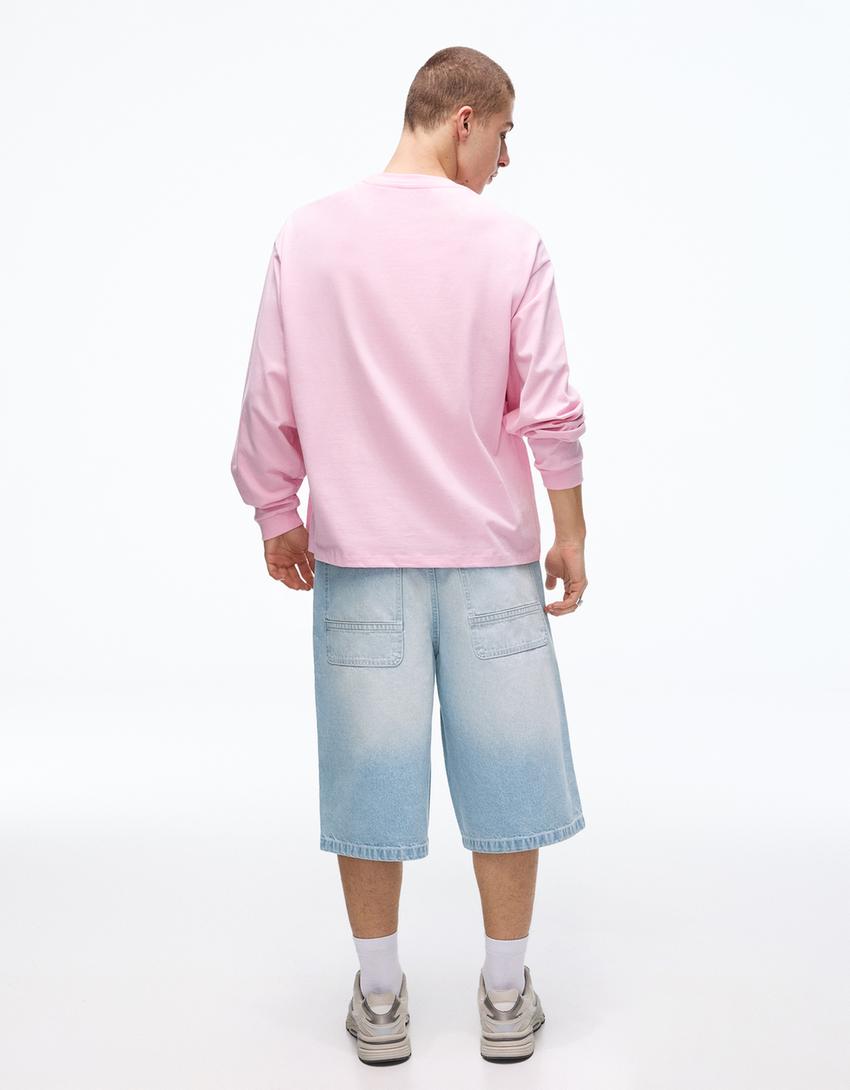 Denim skater Bermuda shorts-Light blue