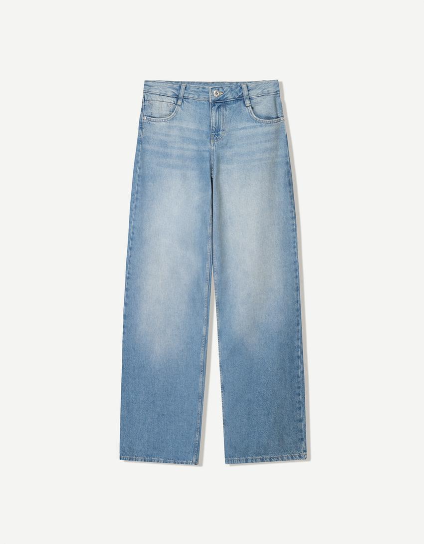 Wide-leg low-waist jeans