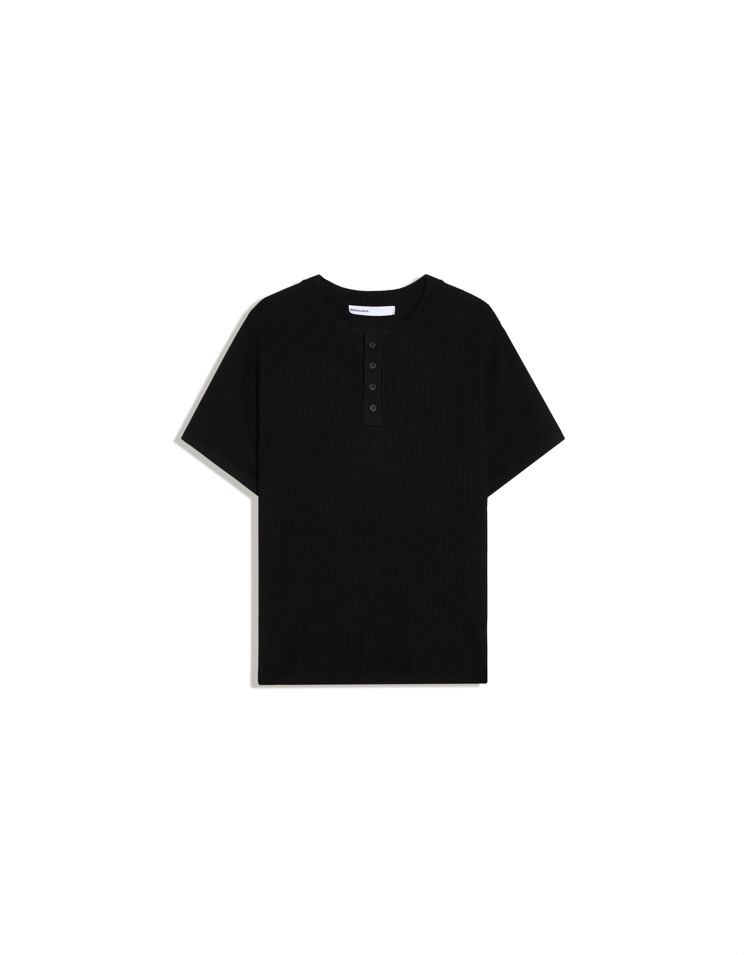 Short sleeve henley T-shirt — Black