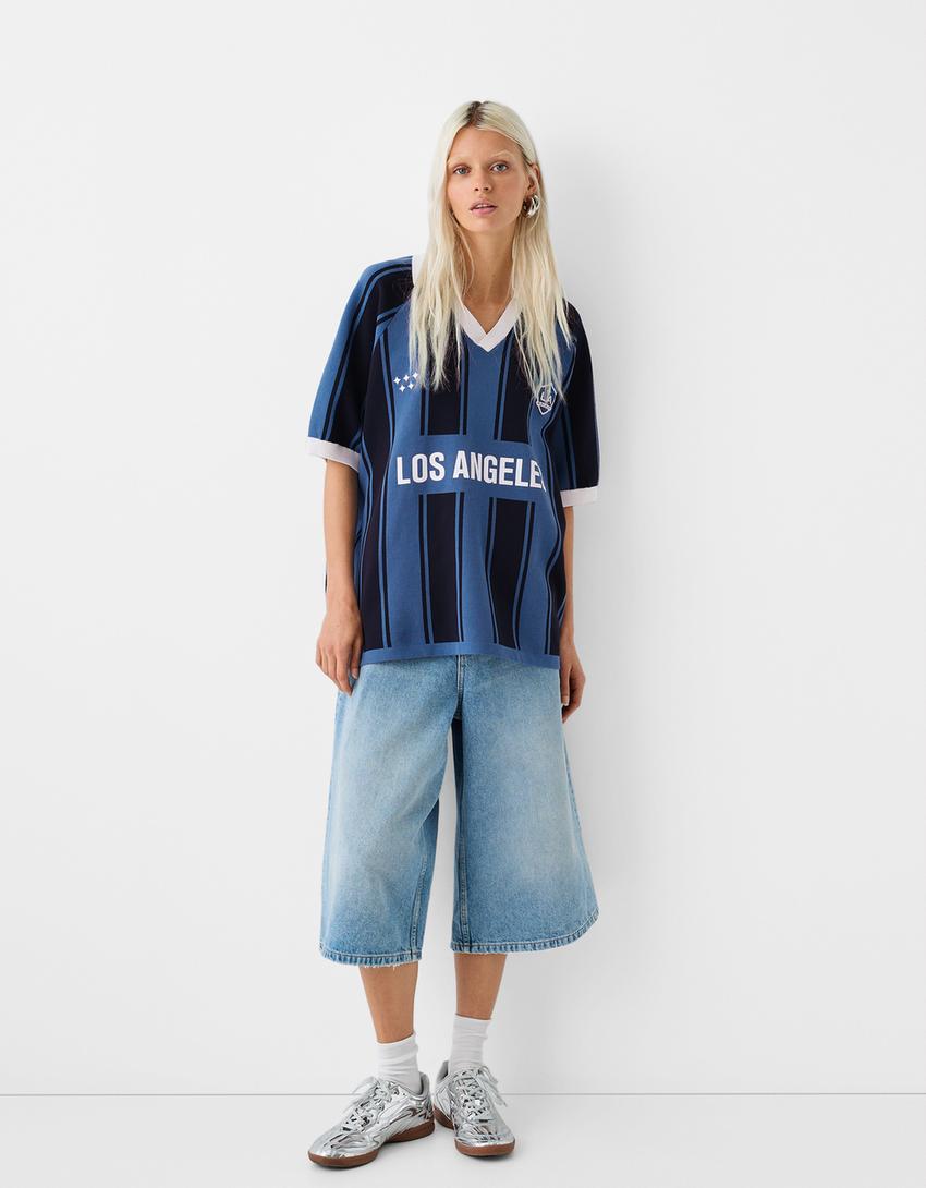 T-shirt polo LA Galaxy rayures-Bleu-4