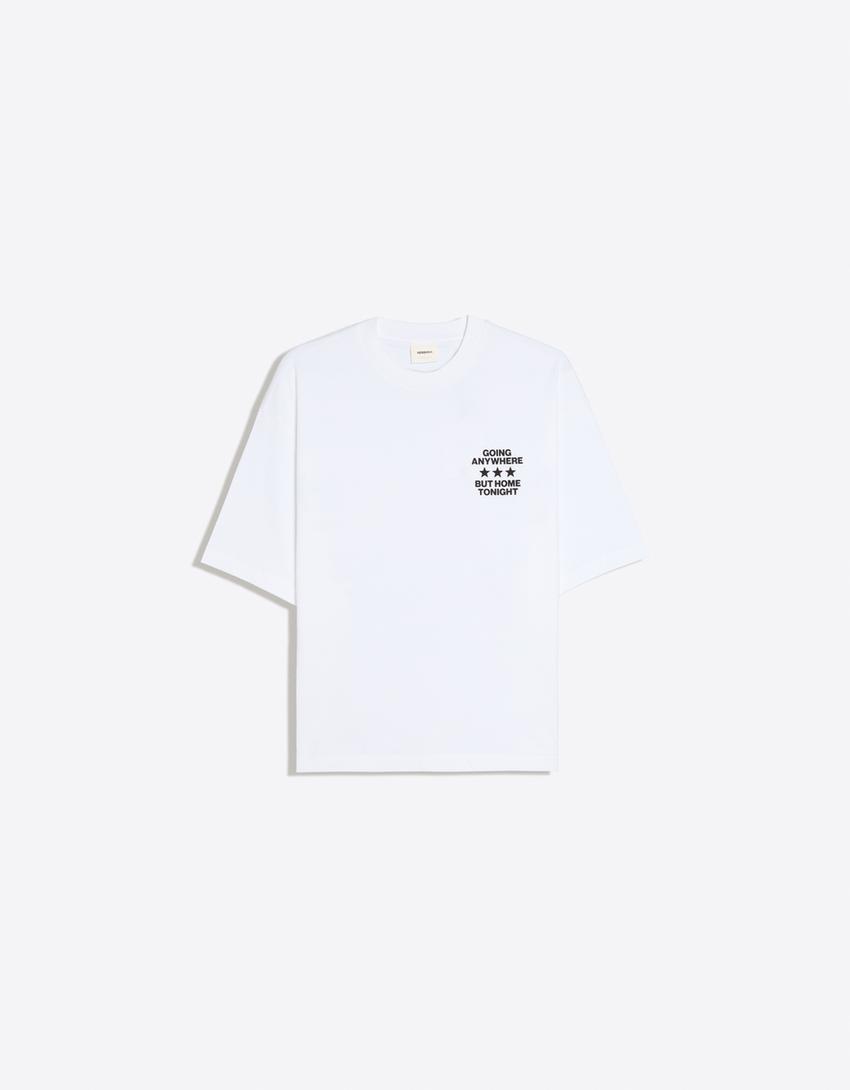 Boxy T-Shirt mit Print-Weiss