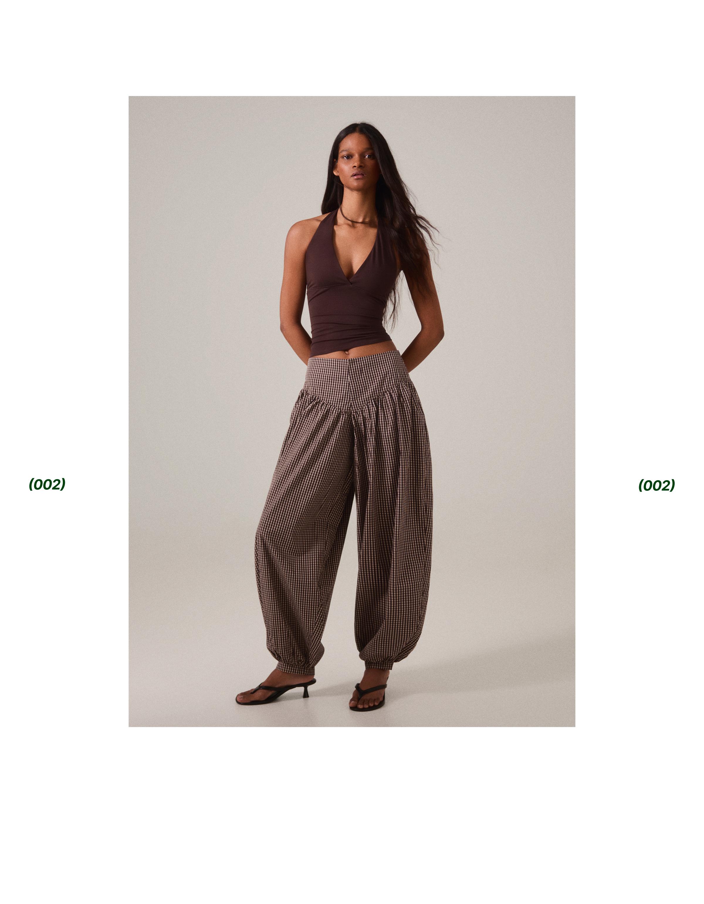 Sarouel trousers with gathered waist — Maroon
