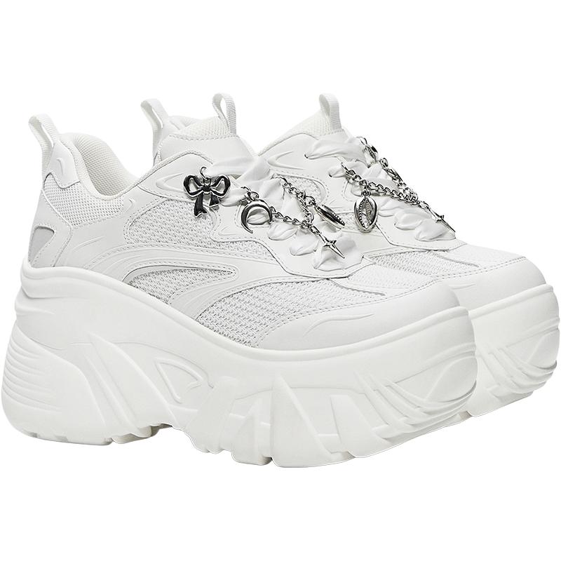 XL platform trainers with charms — WHITE