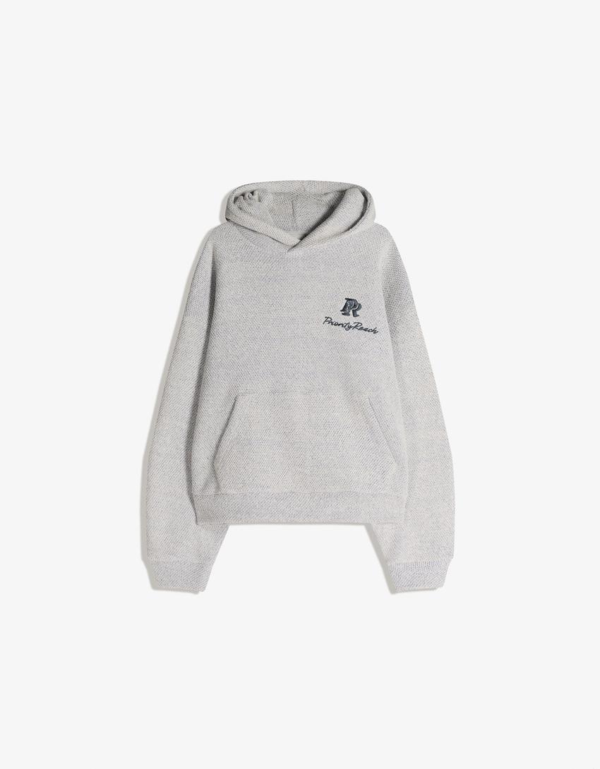 Sweatshirt com capuz e padrão-Cinza