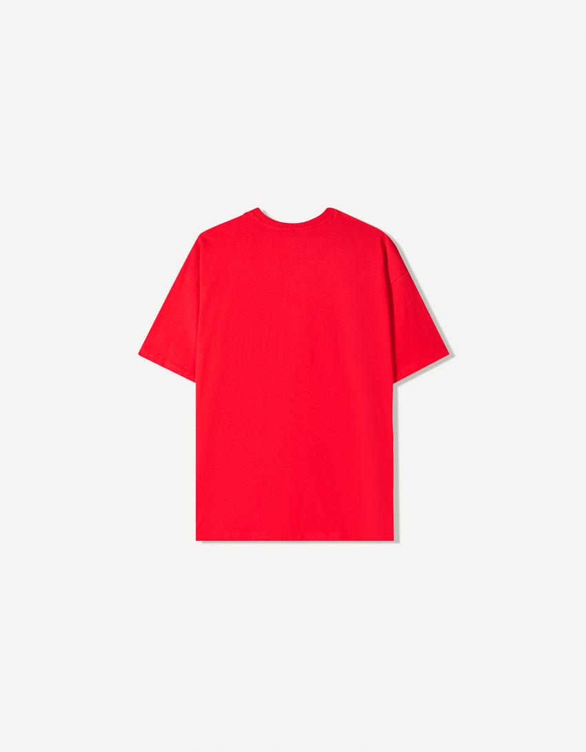 Short sleeve T-shirt with print-Red