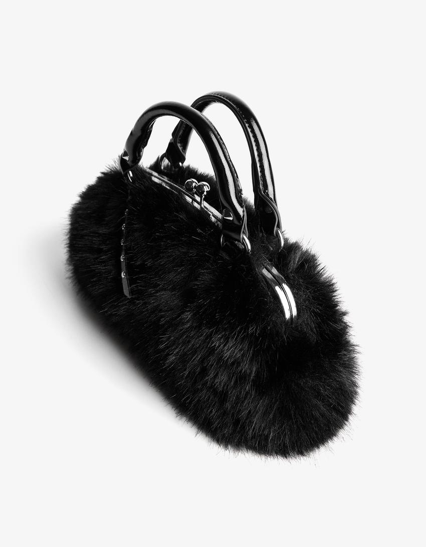 Faux fur bag-Black