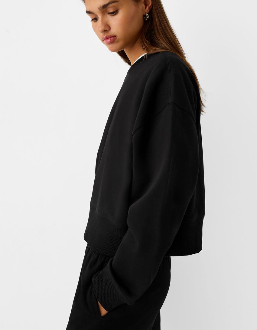 Pamuklu sweatshirt ve pantolon takımı-Siyah-3