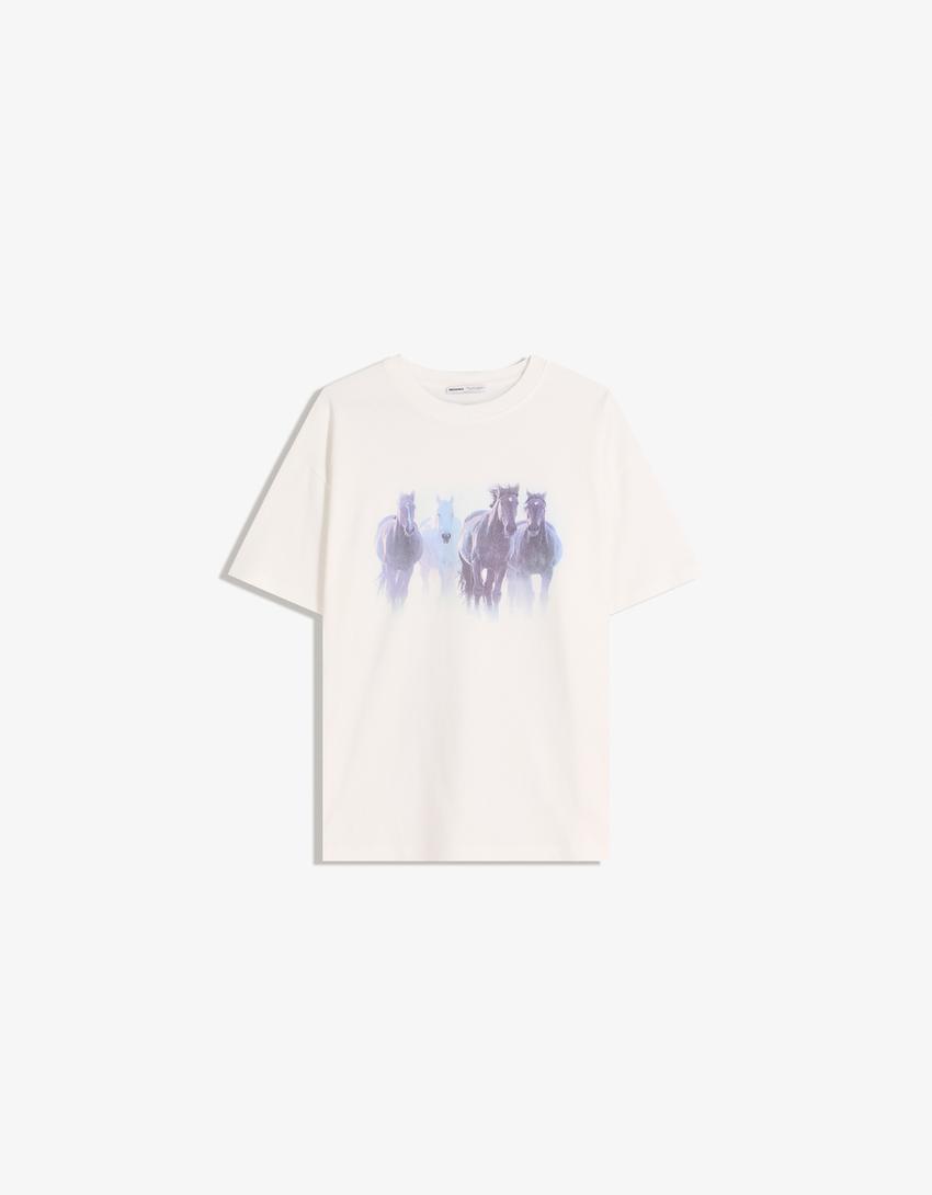 Short sleeve T-shirt with print-Off white