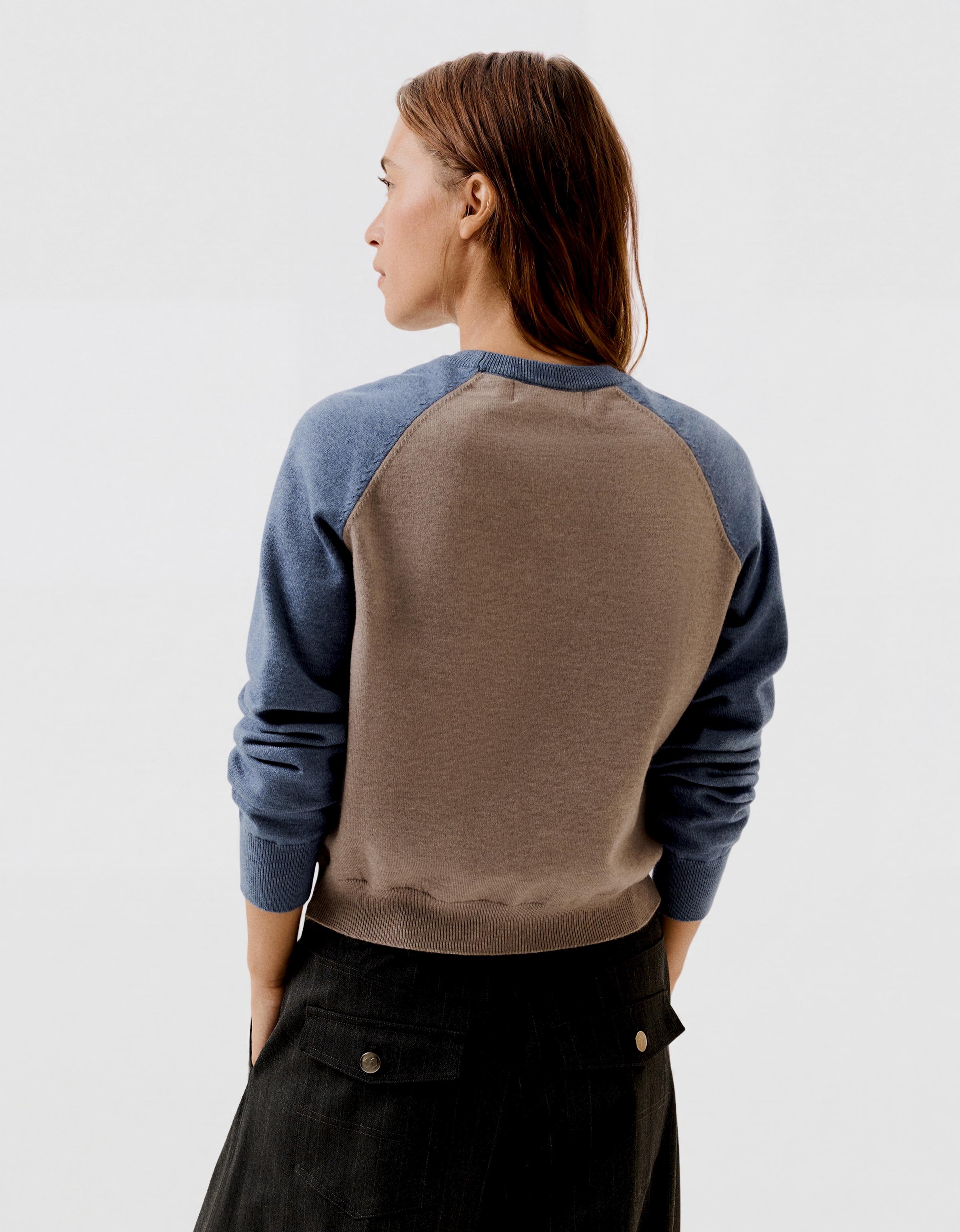 Round neck raglan jumper — Brown
