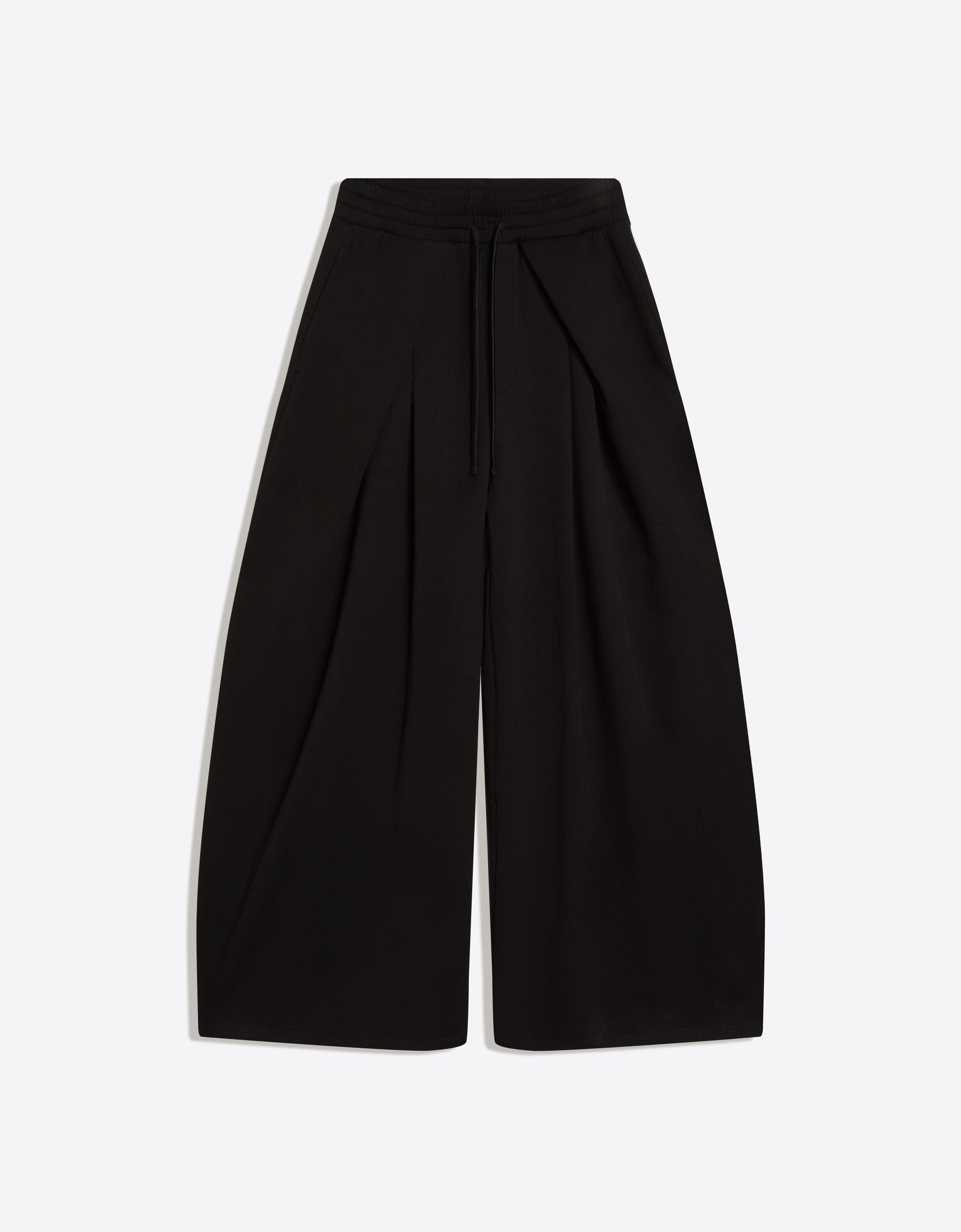 Neoprene effect wide-leg trousers with stoppers — Black