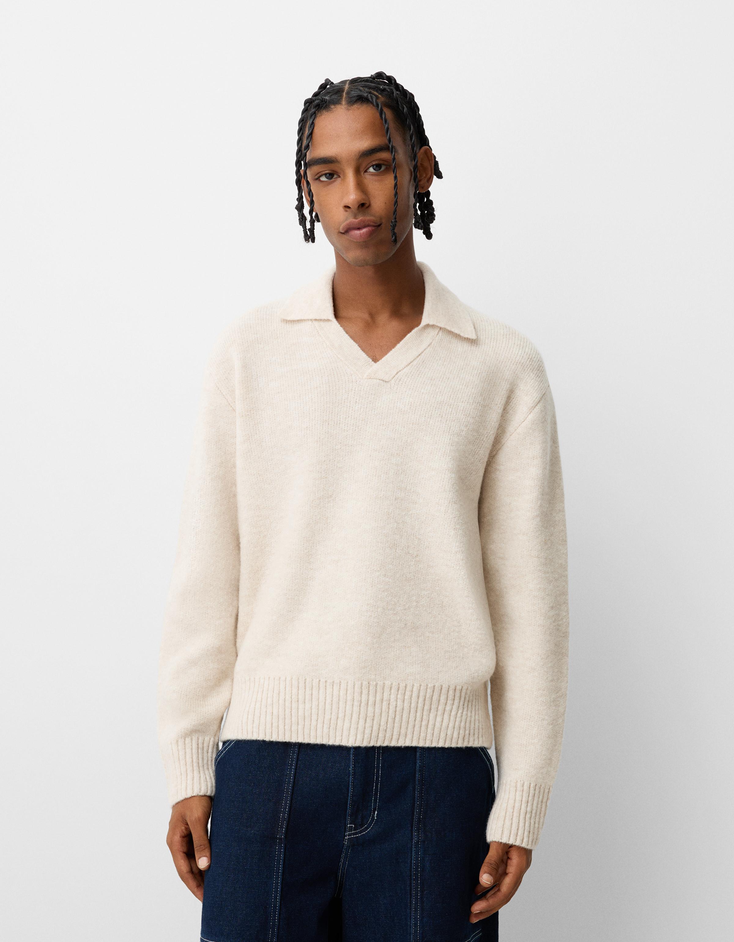 Bershka Pullover Mit Polokragen Herren L Sandfarbe