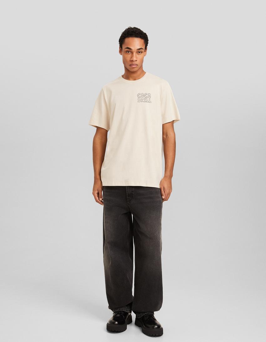 Short sleeve T-shirt with print-Camel-3