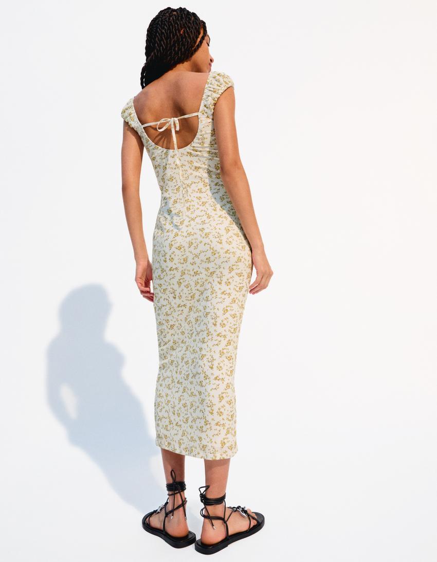 Robe midi-Jaune-1