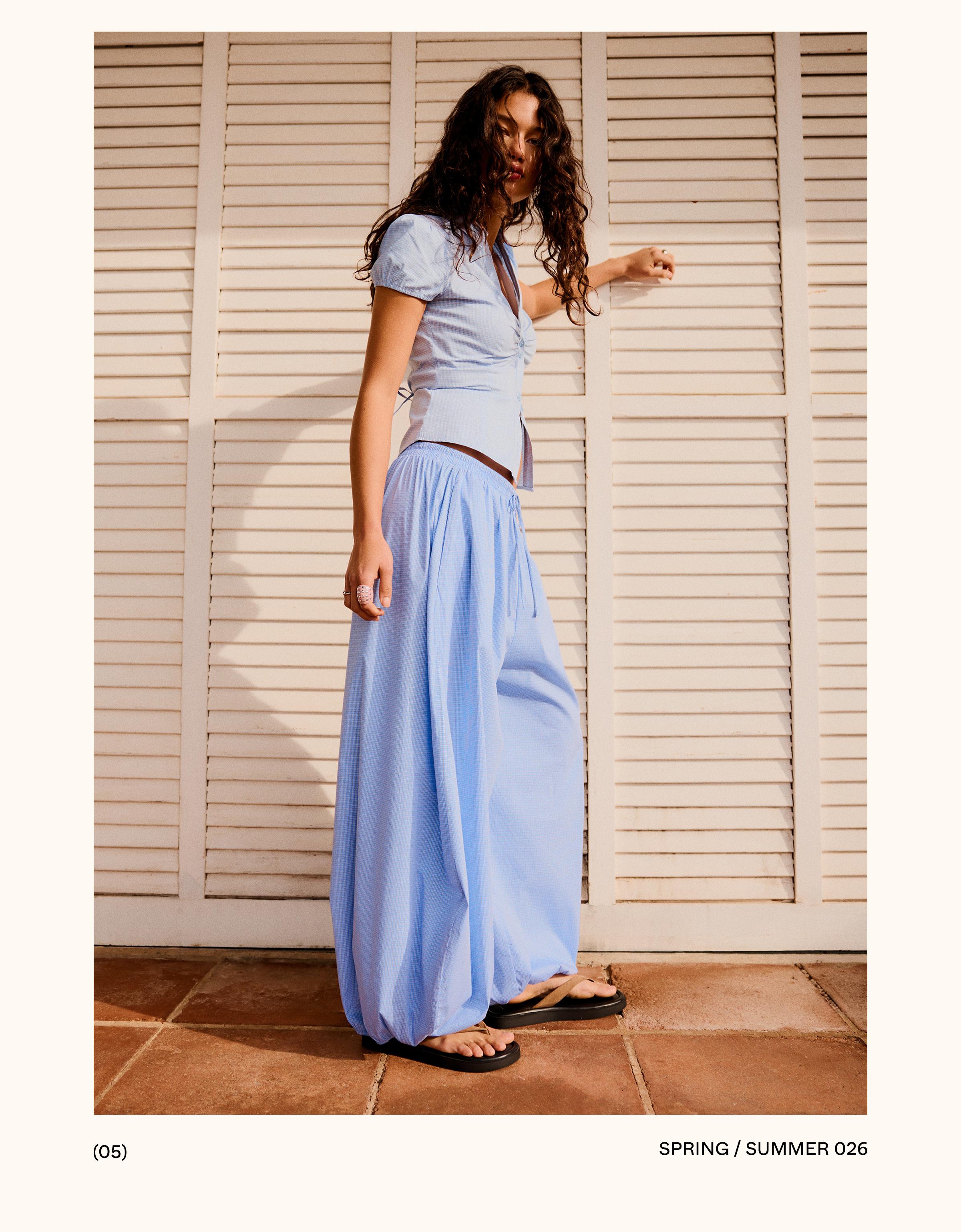 Poplin bloomer trousers — Blue