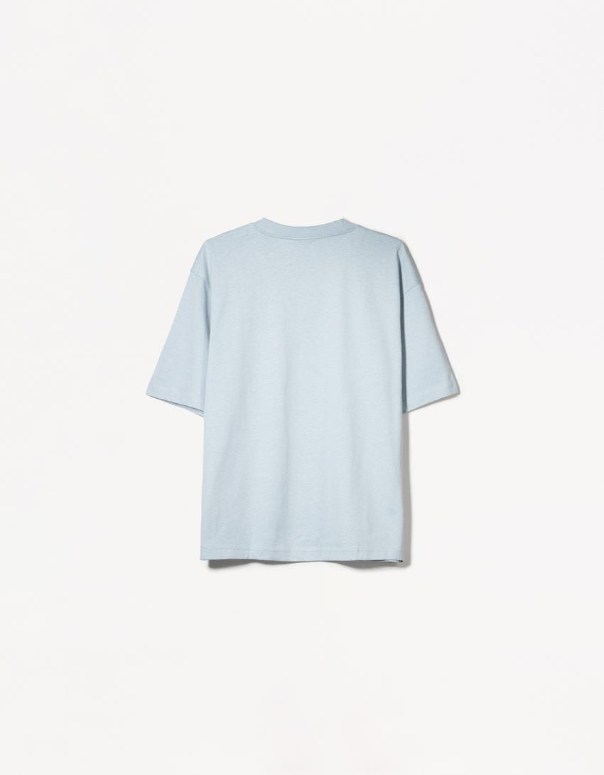 T-shirt manga curta oversize heavy cotton-Azul lavado