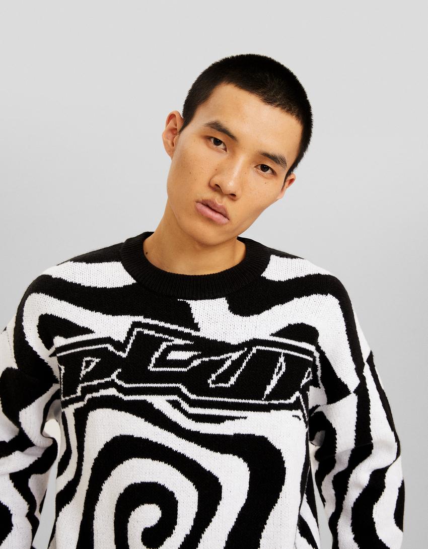 سويتر بطبعة-أبيض / أسود-2