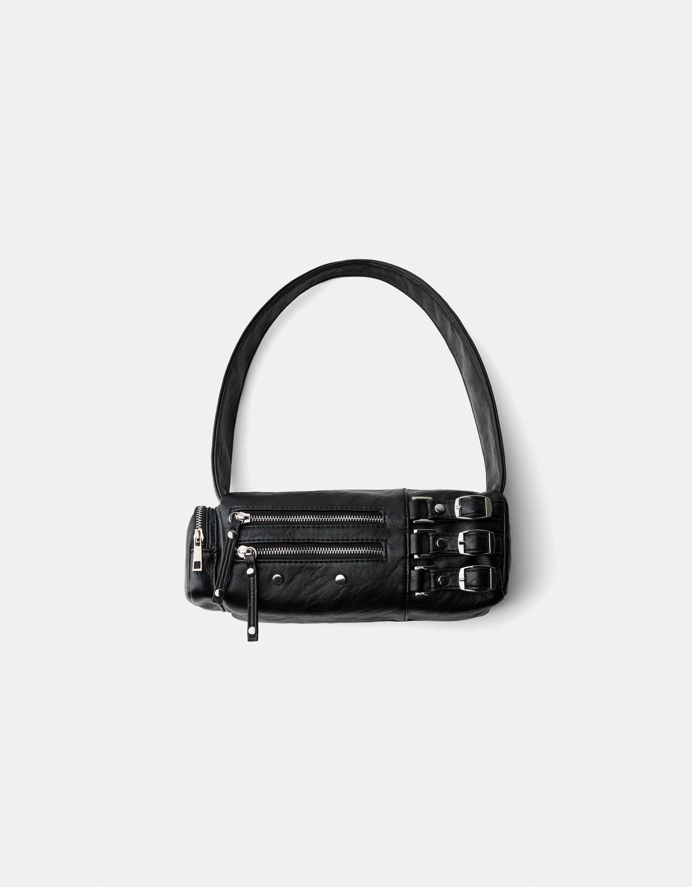 Bershka Tasche Schnallen Damen Schwarz