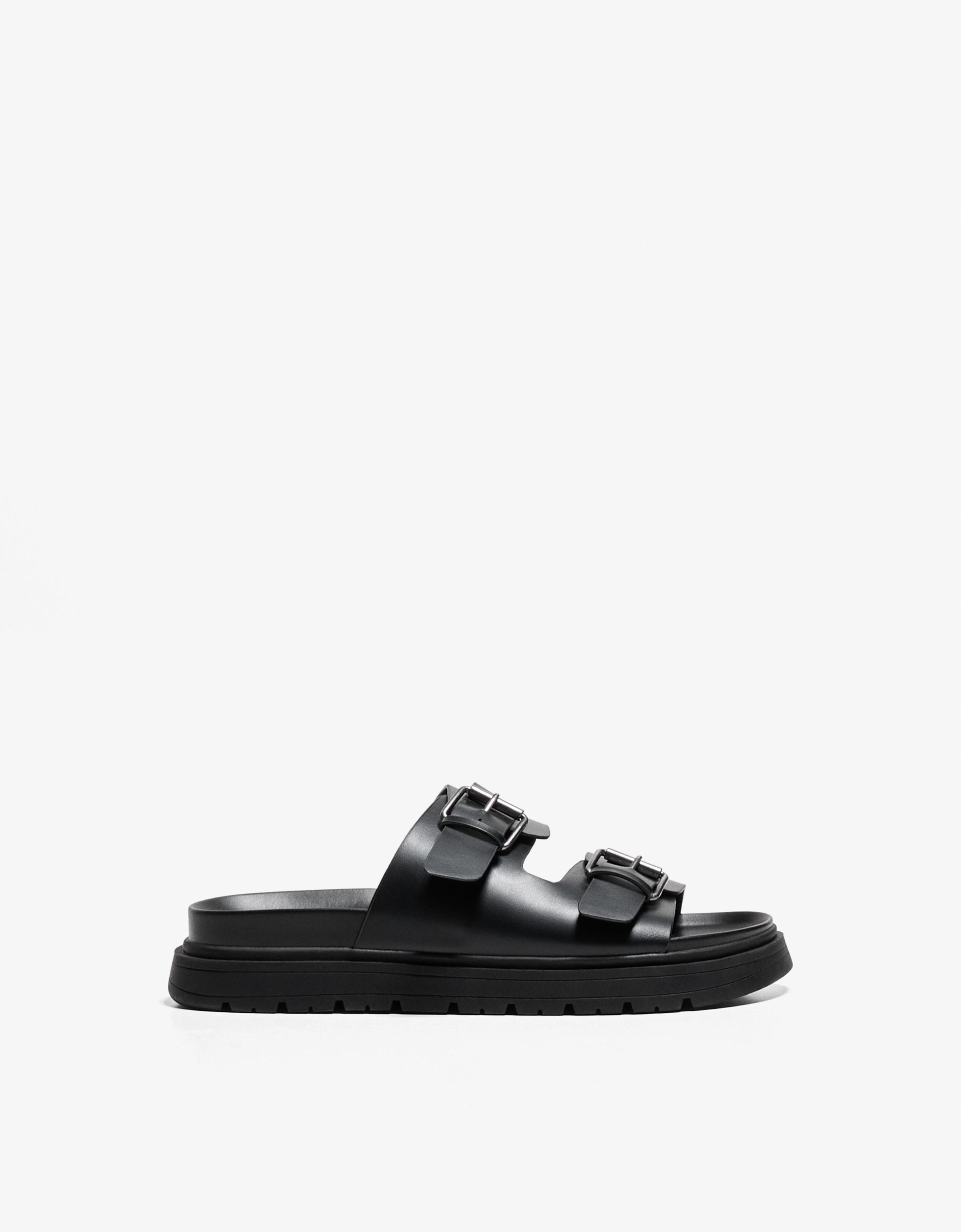 Bershka Sandalen Mit Schnallendetail Herren 45 Schwarz