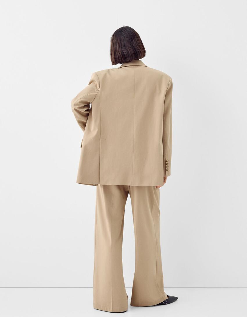 Pantalon jambe large coupe tailleur-Camel-2