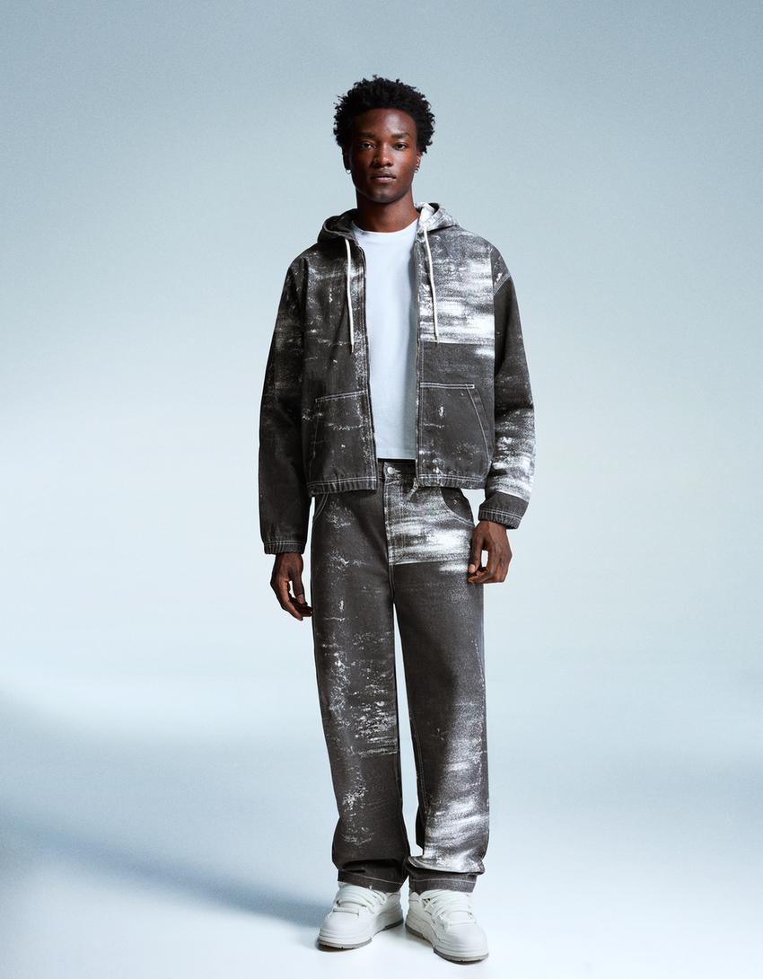 Jean ultra baggy imprimé-Noir-0