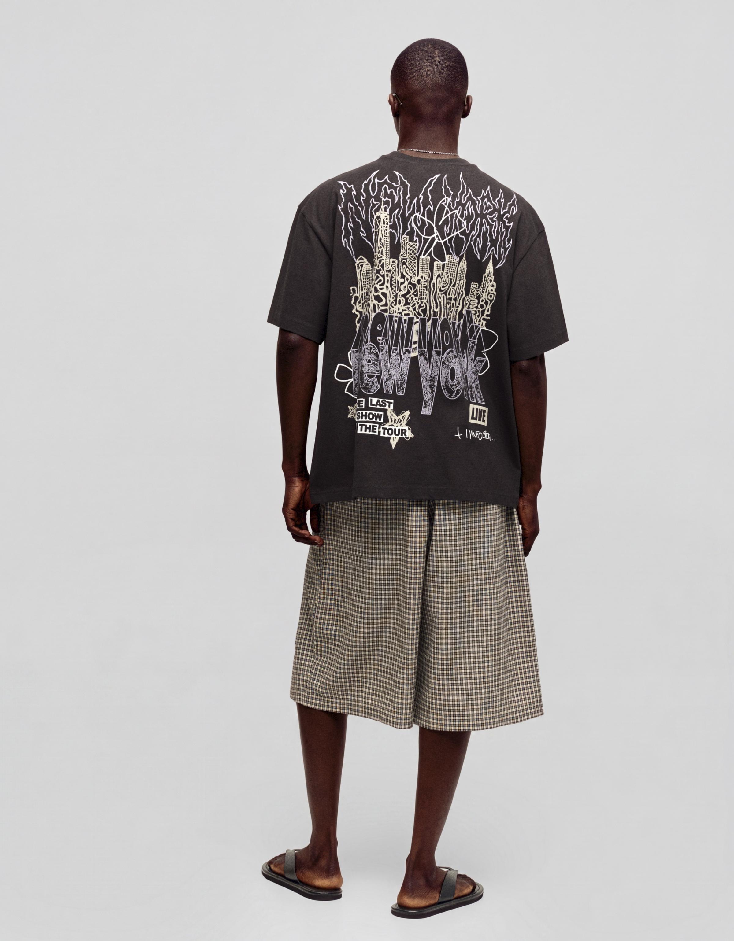 Checked baggy Bermuda shorts — Black