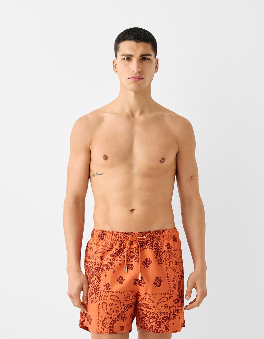 شورت سباحة بطبعة-برتقالي-3