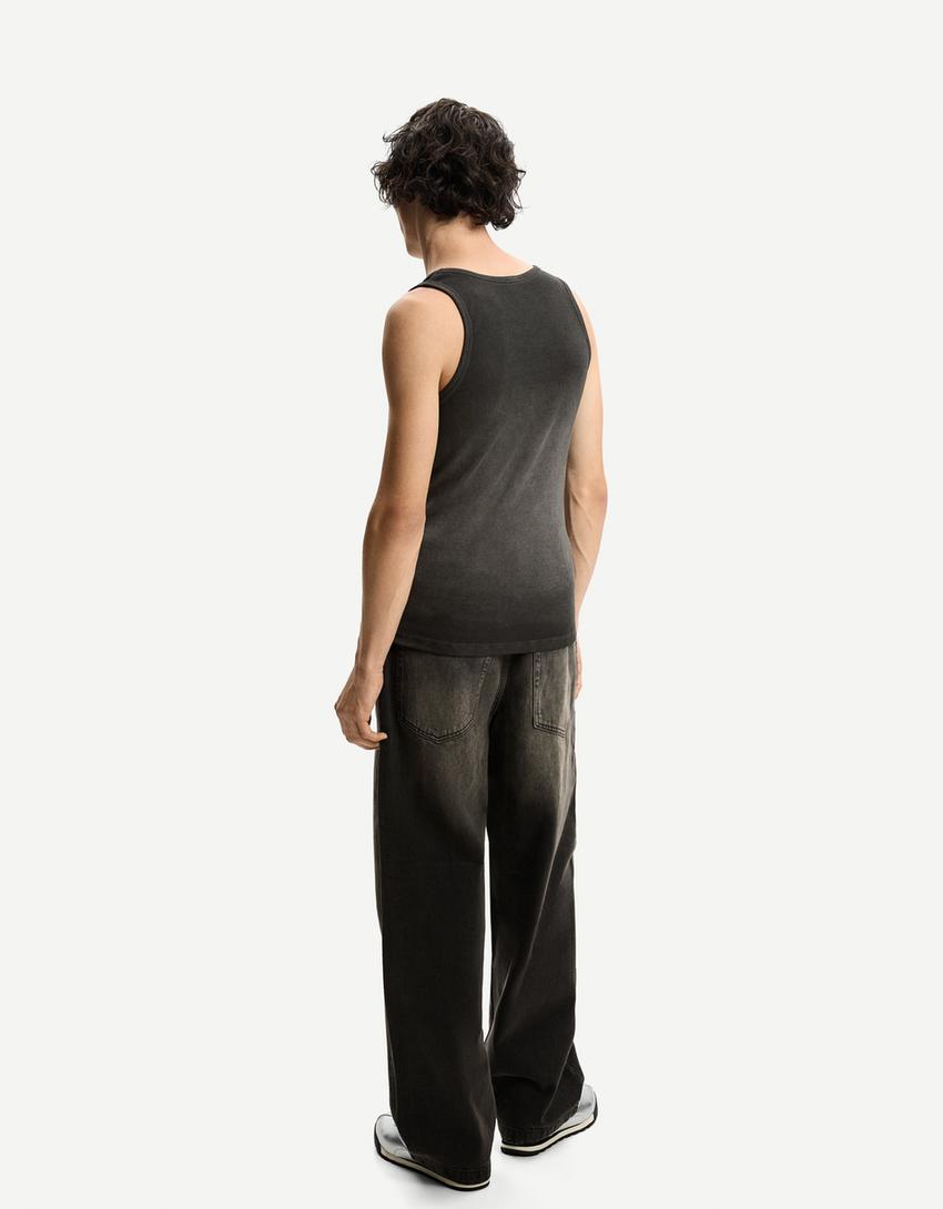 Camiseta tirantes rib print-Gris-1